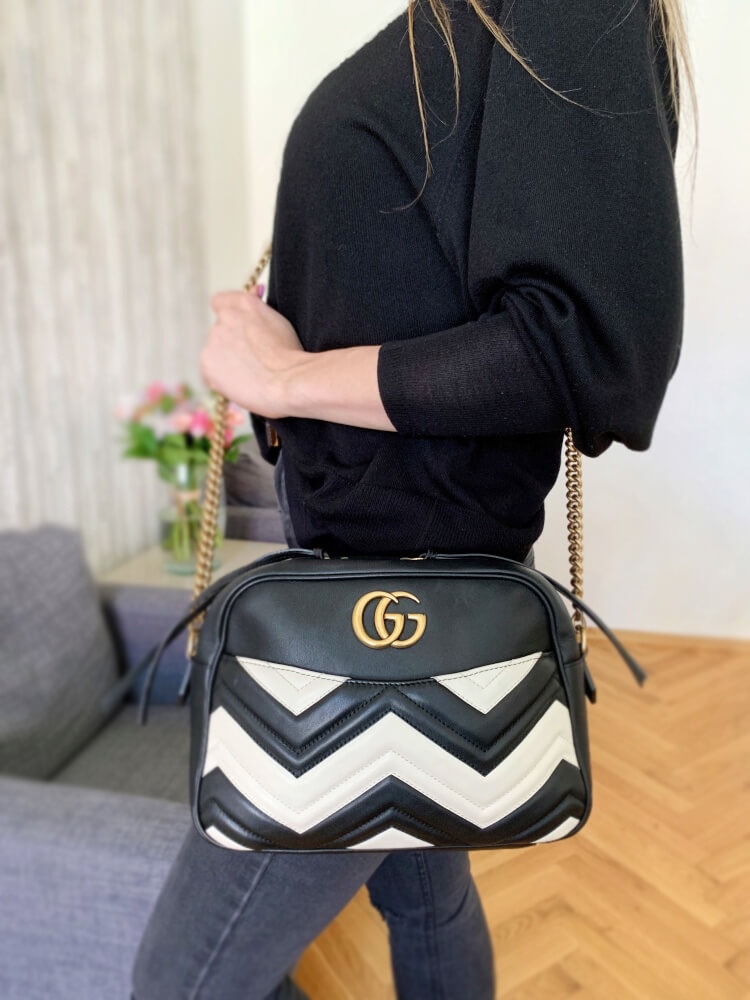 Gucci - GG Marmont Matelassé Shoulder Bag Black/Cream | www 