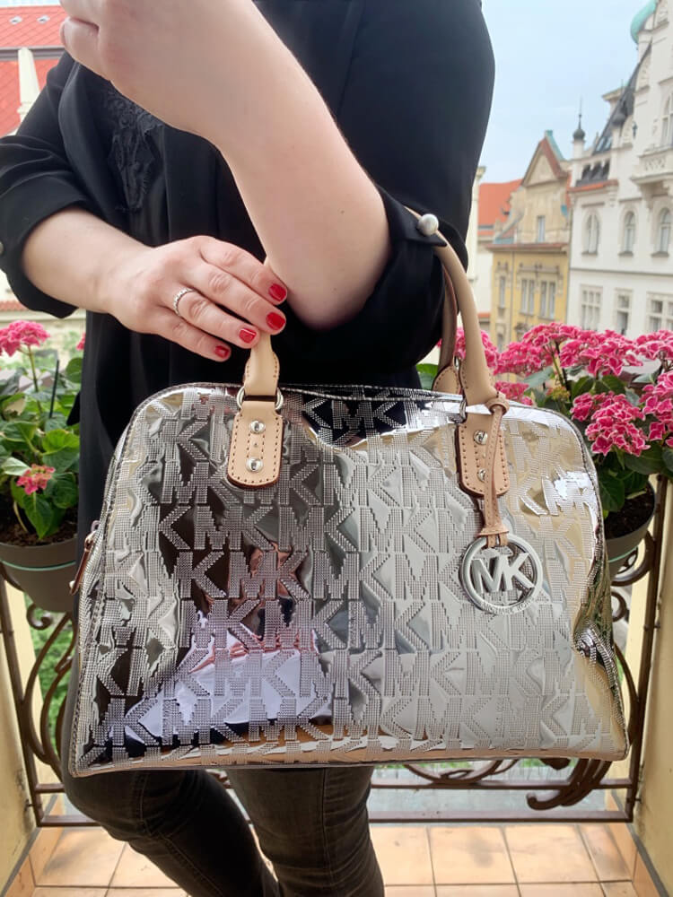 michael kors metallic handbag