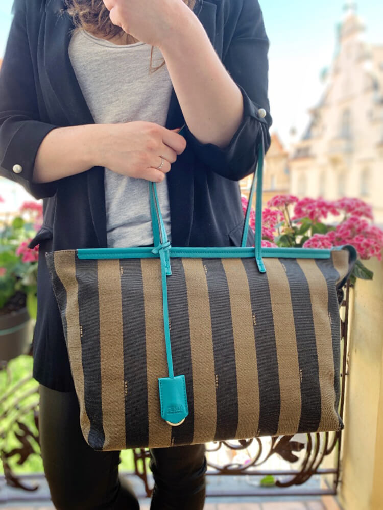 Fendi - Pequin Striped Roll Tote Green