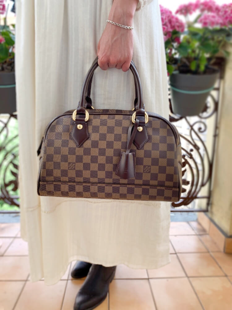 Louis Vuitton Duomo Damier Ebene Handbag Satchel Women Brown Purse Tote LV  Gold