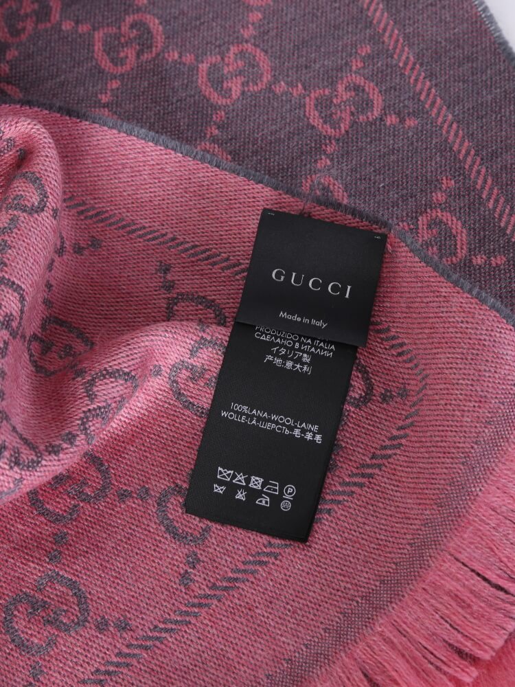 Gucci - GG Jacquard Wool Shawl Grey/Pink | www.luxurybags.eu