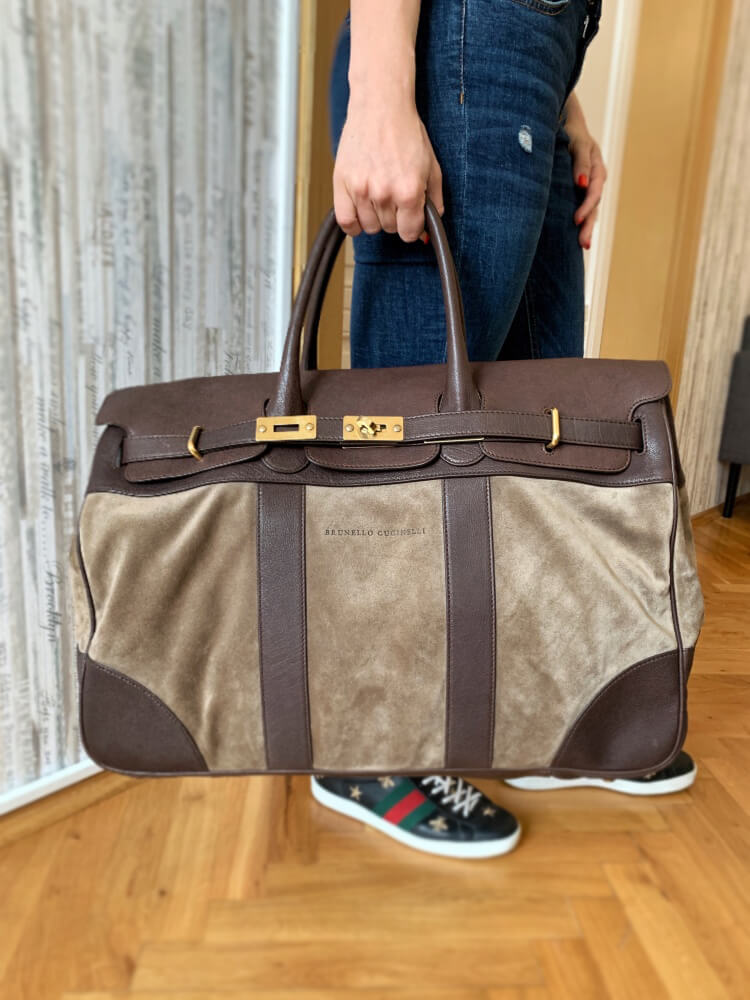 Suede Tote Bag in Brown - Brunello Cucinelli