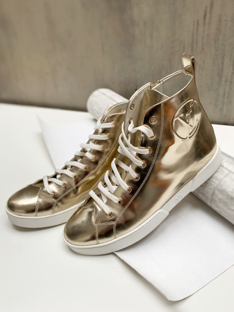 Louis Vuitton Size 36 Gold Metallic High Top Sneaker 1223lv15 – Bagriculture