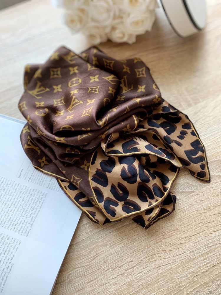 Louis Vuitton Silk Leopard Monogram Square Scarf 131181