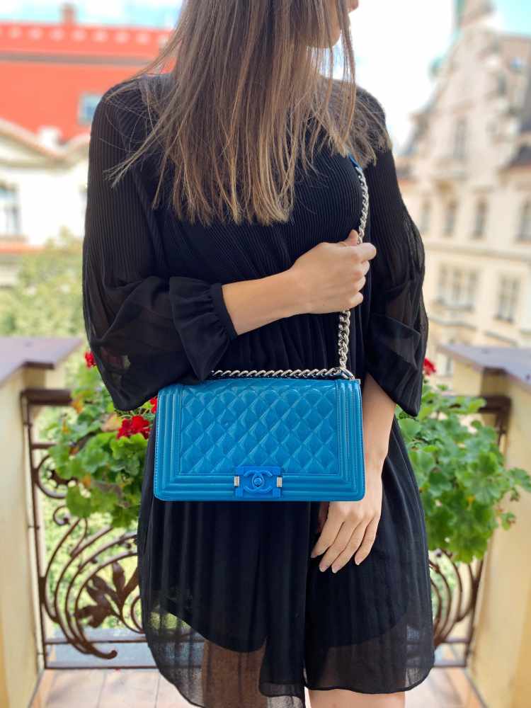 Chanel - Medium Boy Flap Bag Plexiglass Patent Blue