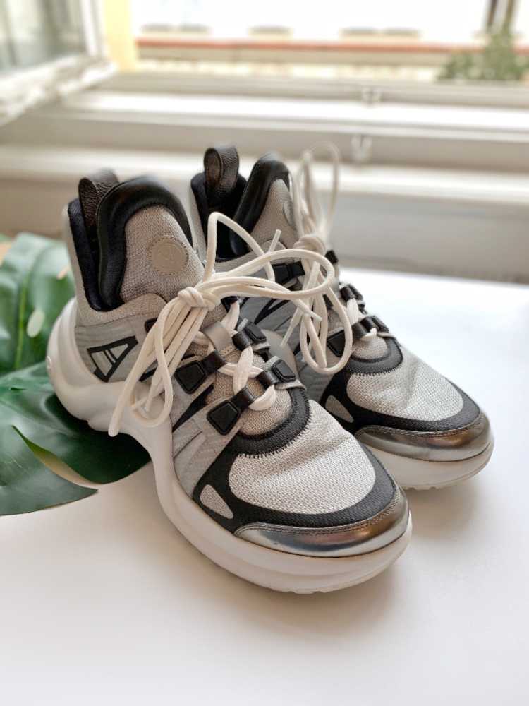 Louis Vuitton Black/Grey Leather LV Trainer Sneakers Size 41 Louis