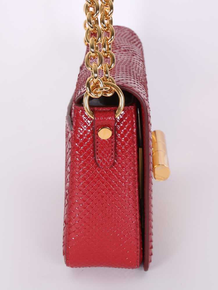Tom Ford - Natalia Medium Python Leather Chain FLap Bag Red