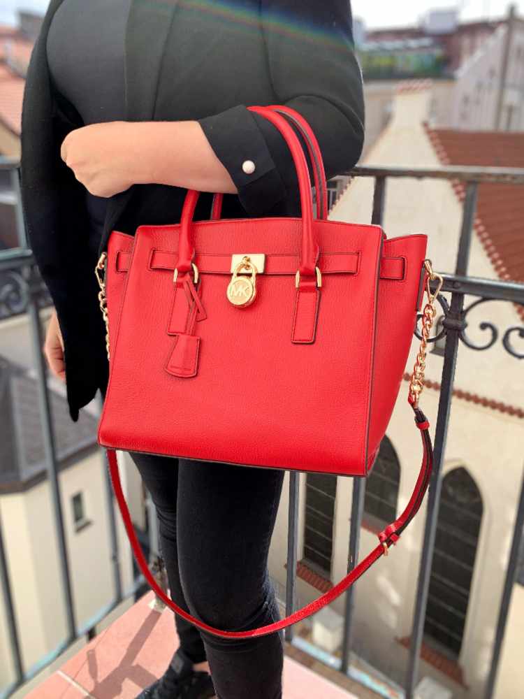 large red michael kors purse