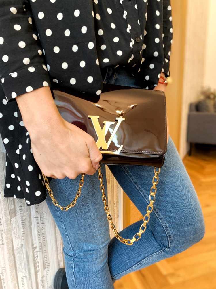 Louis Vuitton Amarante Vernis Leather Chain Louise GM Bag at