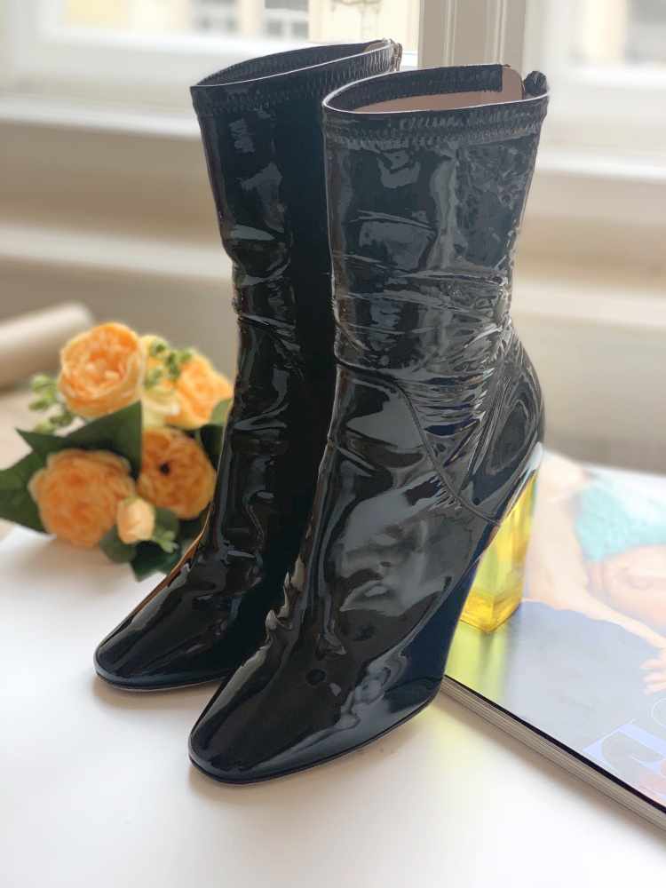 Louis Vuitton Black Patent Leather Sock Boots