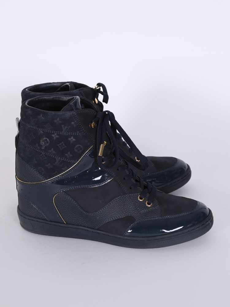 Louis Vuitton Monogram Leather Wedge Sneakers - ShopStyle