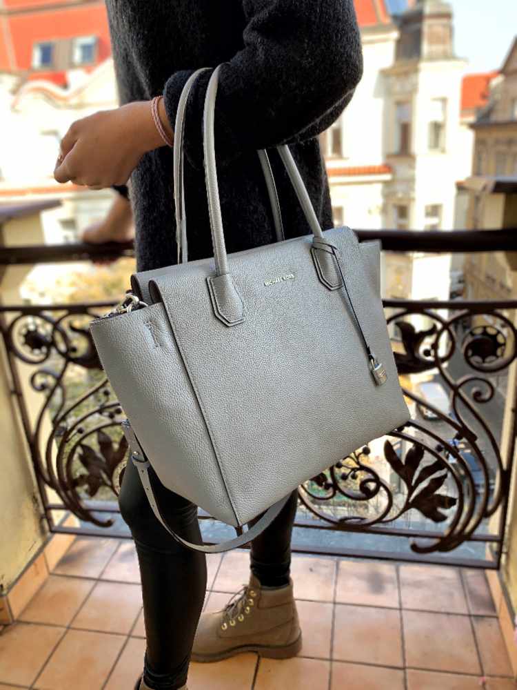 Michael Kors - Mercer Large Leather Satchel Grey