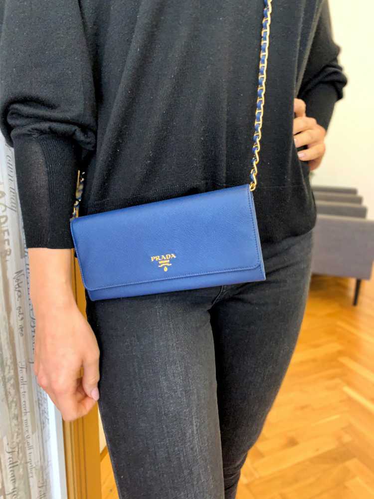 prada cornflower blue wallet