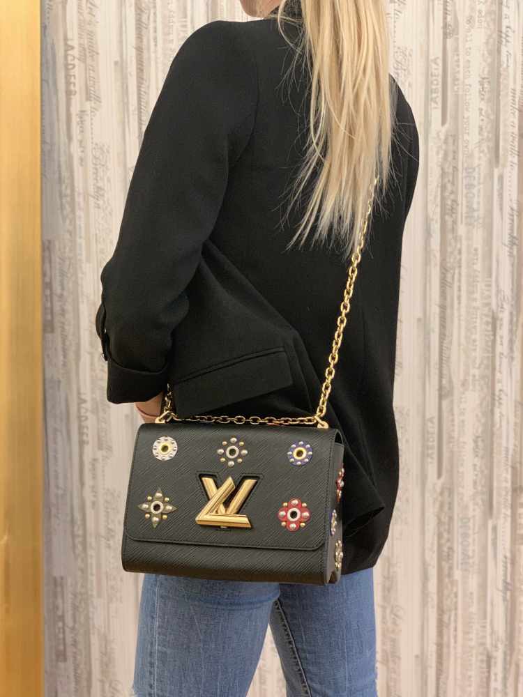 Louis Vuitton - Twist MM Monogram Flower Epi Leather Noir