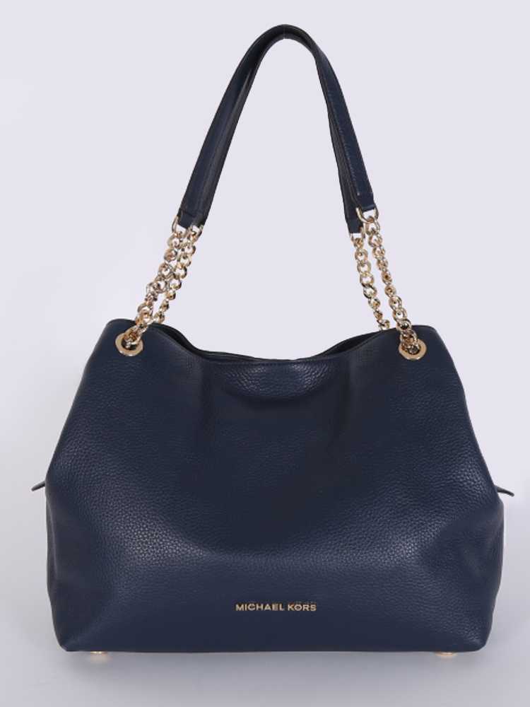 Michael Kors Navy Blue Leather Mott Chain Swag Shoulder Bag