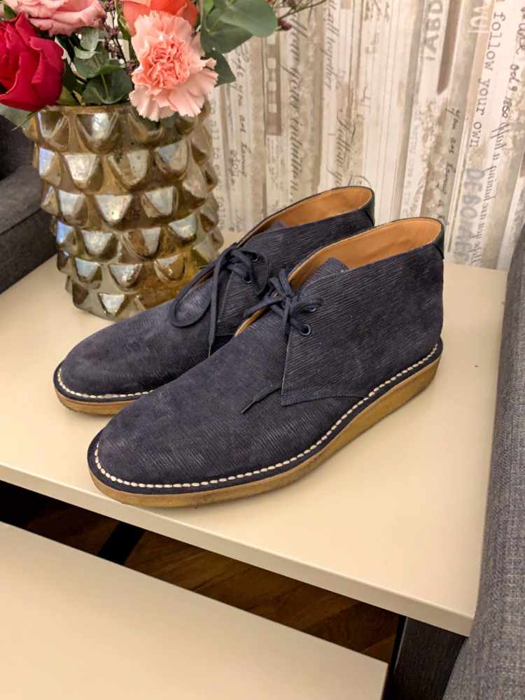 Louis Vuitton - Suede Epi Leather Men Ankle Boots Blue 7
