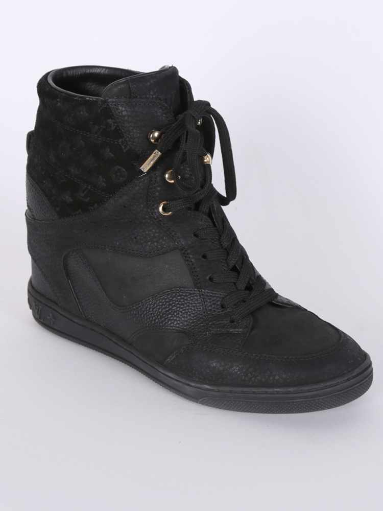 Louis Vuitton - Postmark Epi Leather High Top Wedge Sneakers Noir 38