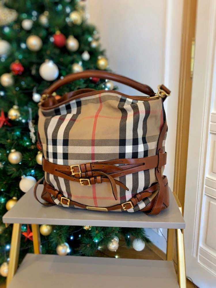 Burberry - Gosford House Check Bridle Leather Hobo Bag Brown