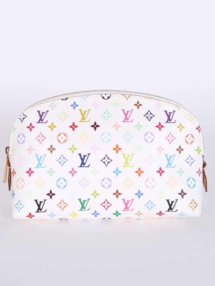 LOUIS VUITTON Monogram Multicolor Cosmetic Pouch White Litchi