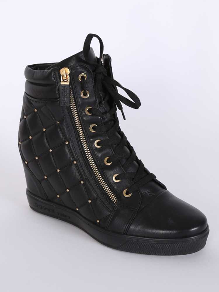 Baldinini Trend Studded Nappa Wedge High Top Sneakers Black 39 www.luxurybags.eu