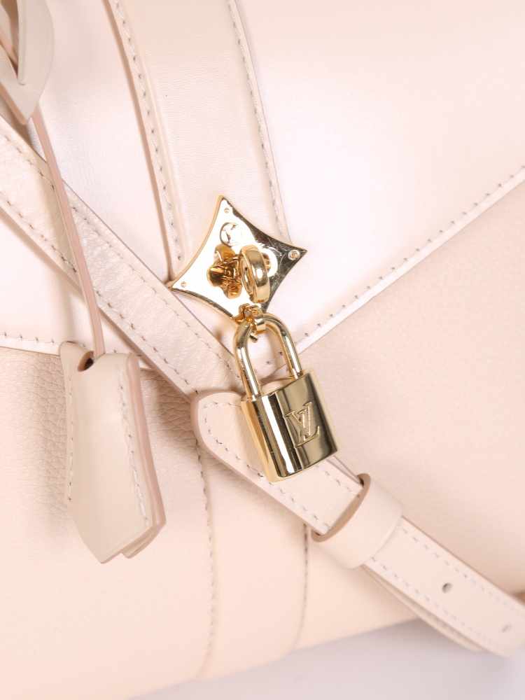 Louis Vuitton Rose des Vents PM Grained Leather Top Handle Crossbody Bag Creme