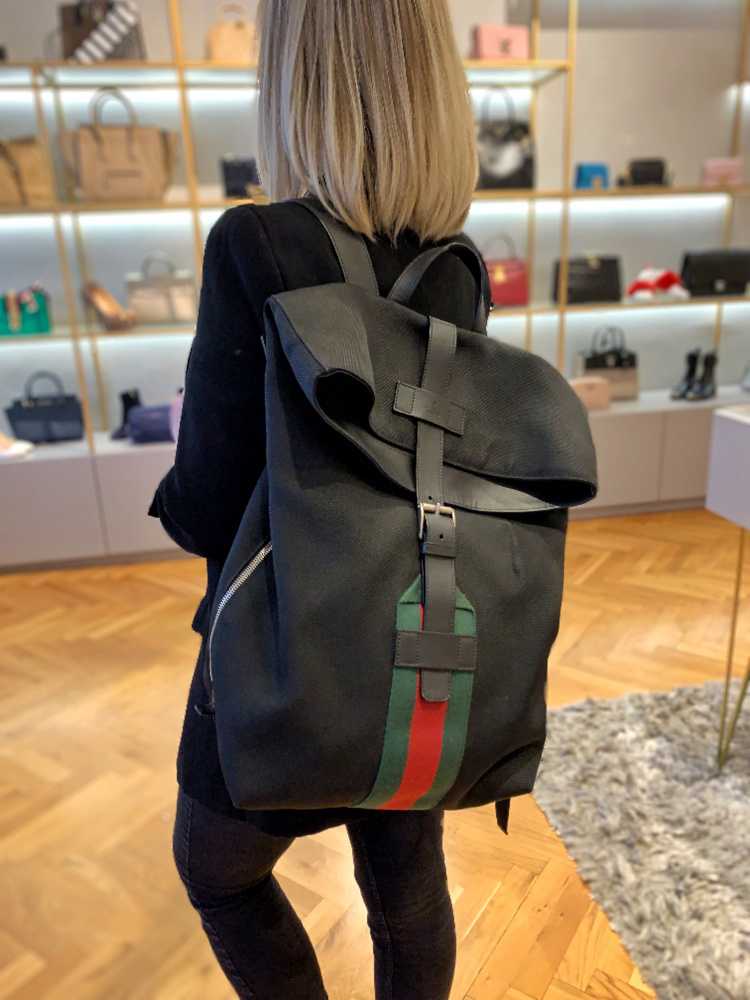 Gucci - Web Techno Canvas Backpack Black