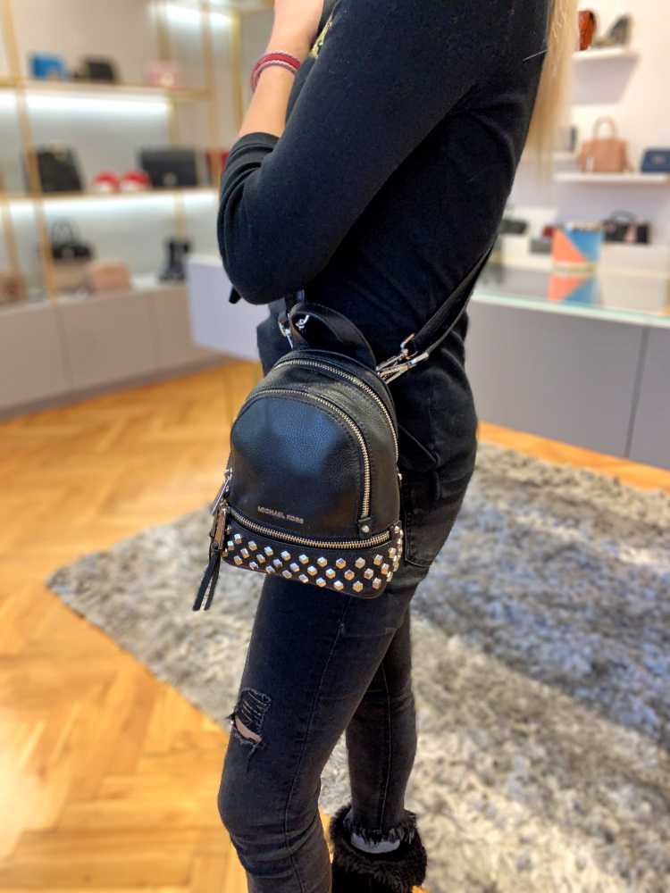 Michael Kors - Rhea Mini Leather Studded Backpack Black 