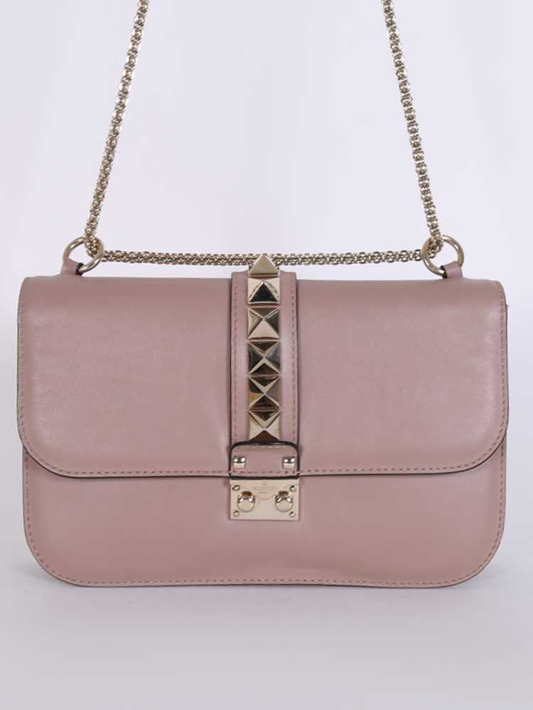 Valentino - Rockstud Calfskin Chain Flap Bag Nude