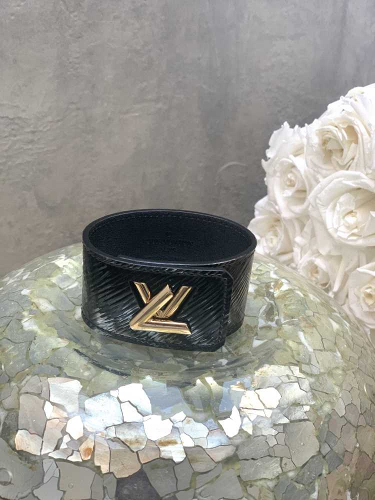 Louis Vuitton black wide leather bracelet