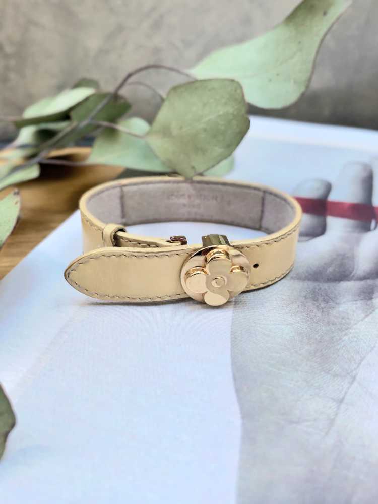 Louis Vuitton Leather Bracelet Beige