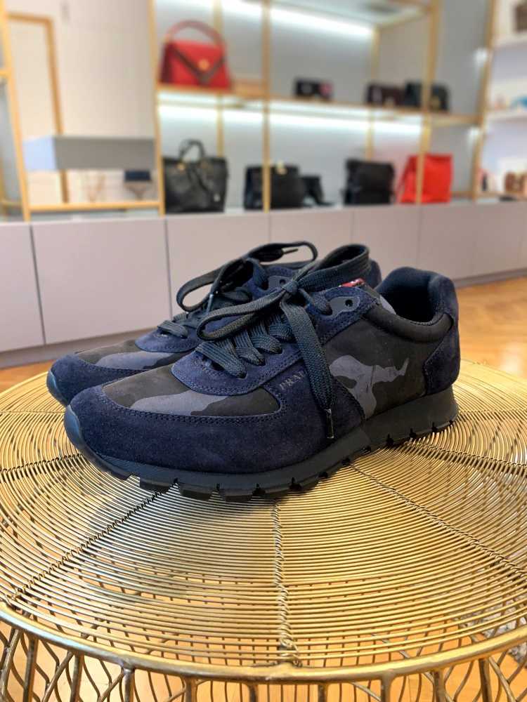 Prada - Camouflage Suede & Nylon Men Sneakers Dark Blue 6,5 | www ...