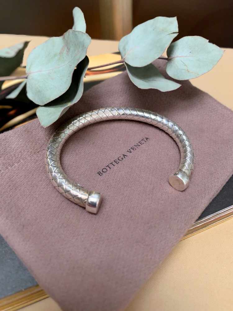 Bottega Veneta Bracelet Intrecciato 338054 Light Gray SV Sterling Silv