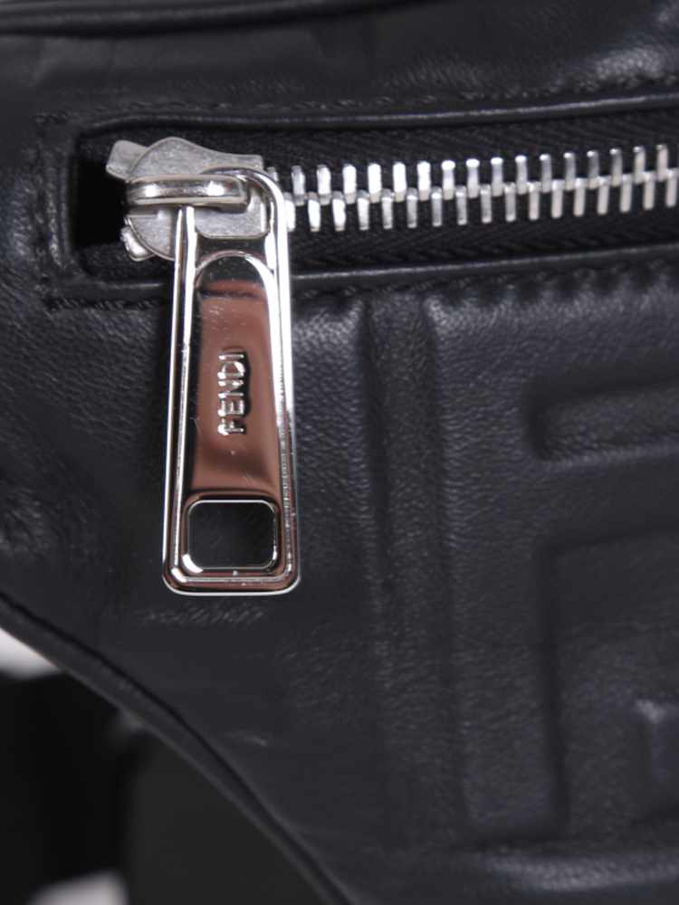 Fendi - FF Embossed Calfskin Belt Bag Black | www.luxurybags.eu