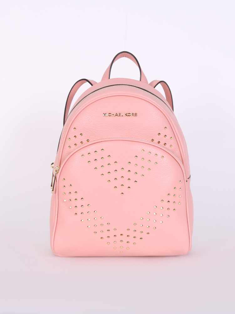 Michael Kors Backpack Ballet Pink Gold Tone Studded Womens Medium Abbey Zip