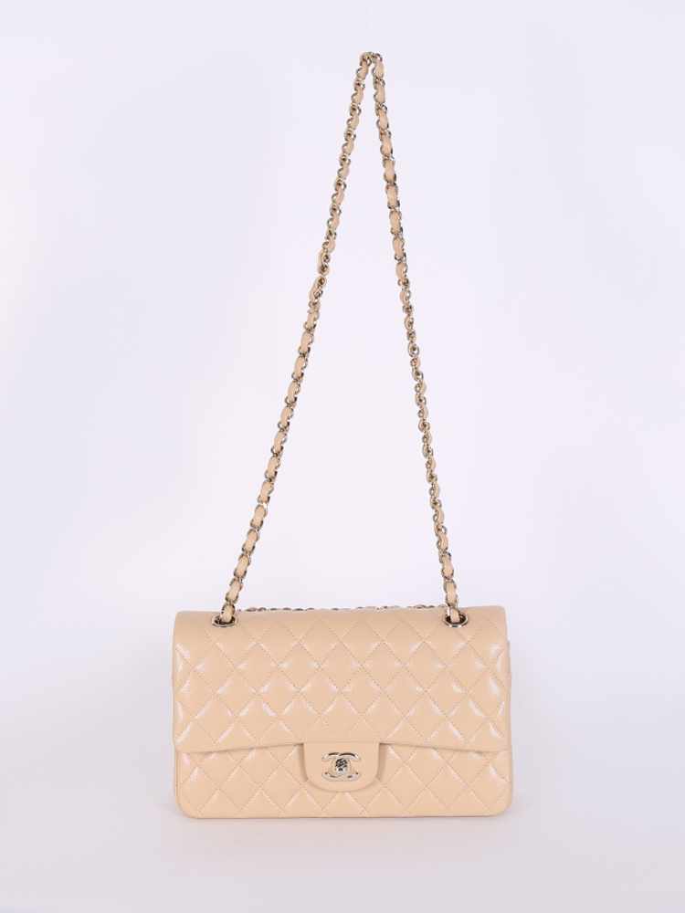Chanel Light Beige Quilted Caviar Classic Double Flap Medium Silver Tone  Hardware Available For Immediate Sale At Sotheby's