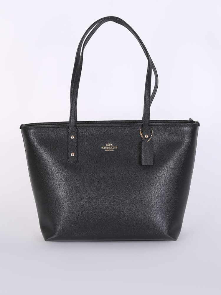 Coach - Saffiano Leather Shoulder Bag Black