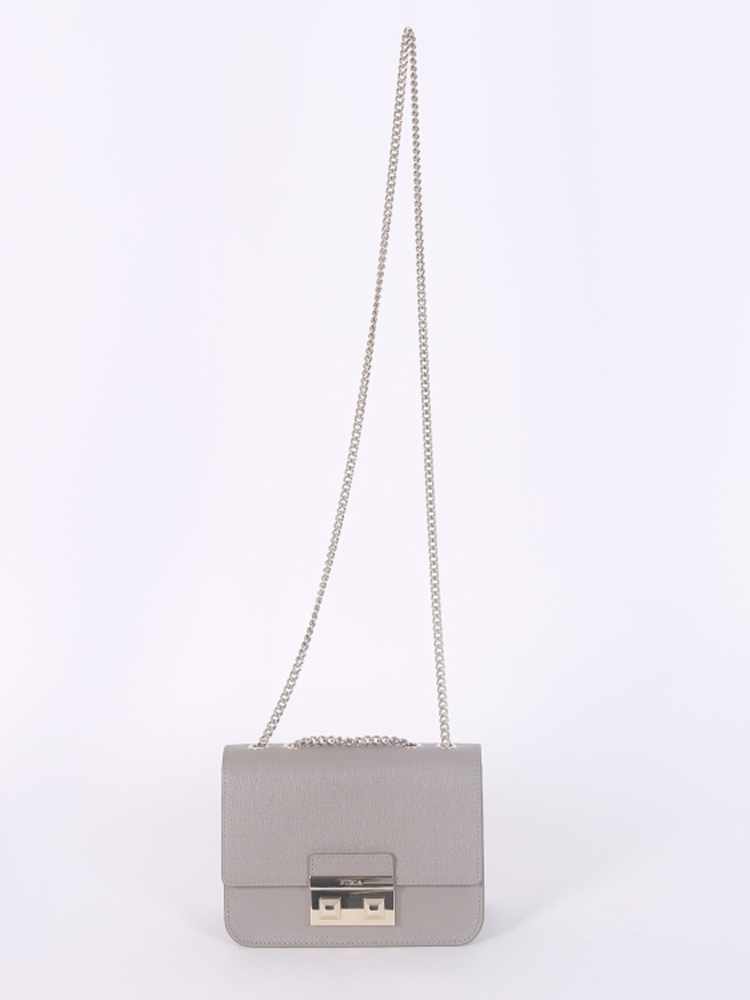 Furla - Bella Mini Saffiano Leather Chain Crossbody Grey