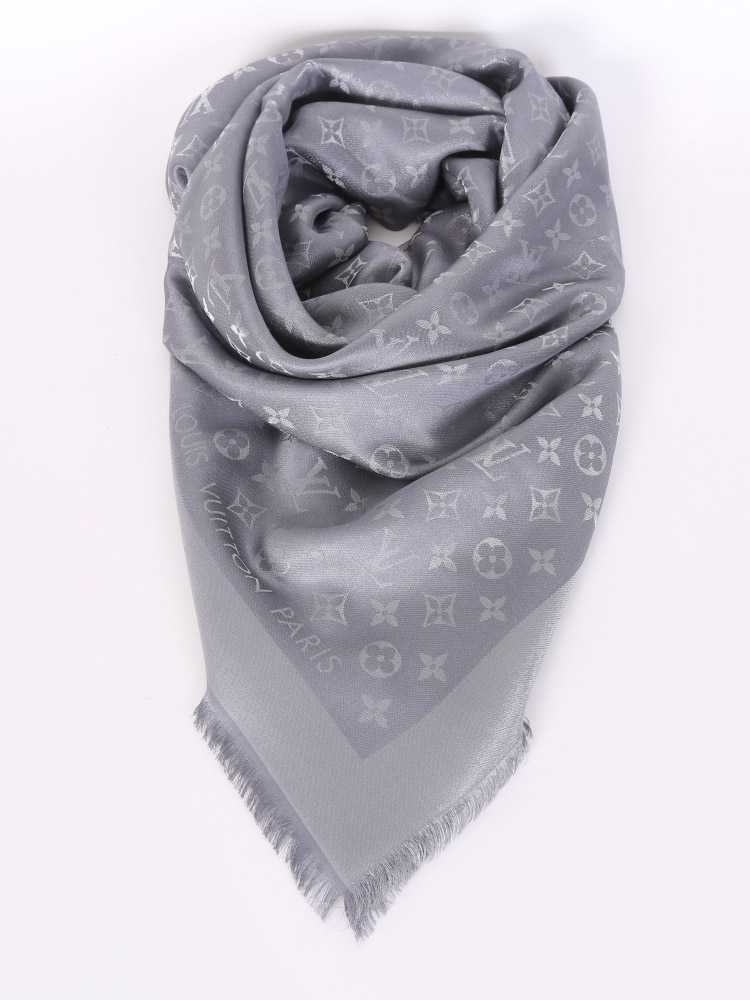 Louis-Vuitton Monogram charcoal grey shawl - Clozen