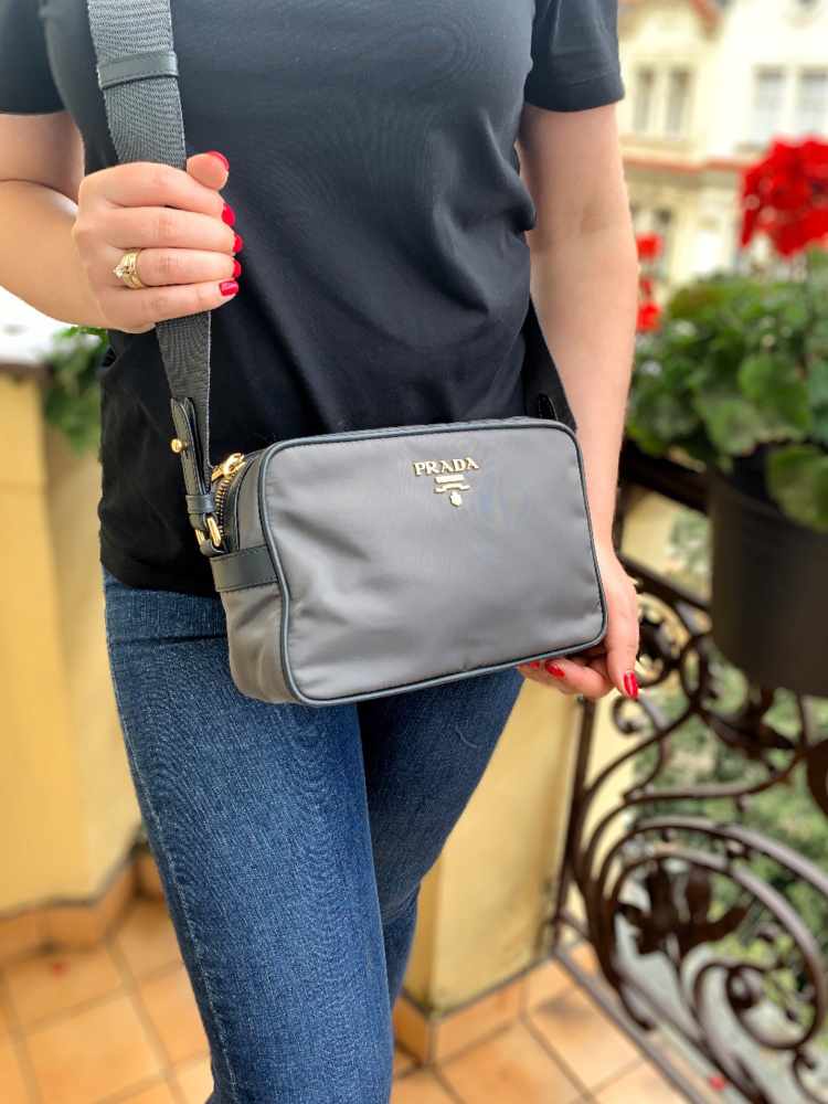 Prada Grey/Black Nylon Crossbody Bag Prada