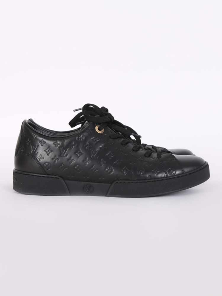 Louis Vuitton Black Leather Damier Embossed Santiago Loafers Size 41.5 Louis  Vuitton