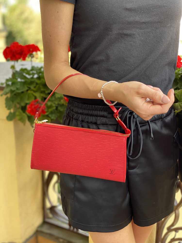 Louis Vuitton Red Epi Leather Pochette Accessories Louis Vuitton