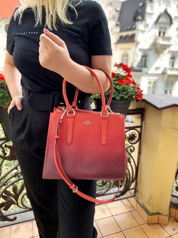 Coach Crosby Ombr Saffiano Leather Top Handle with Strap Red