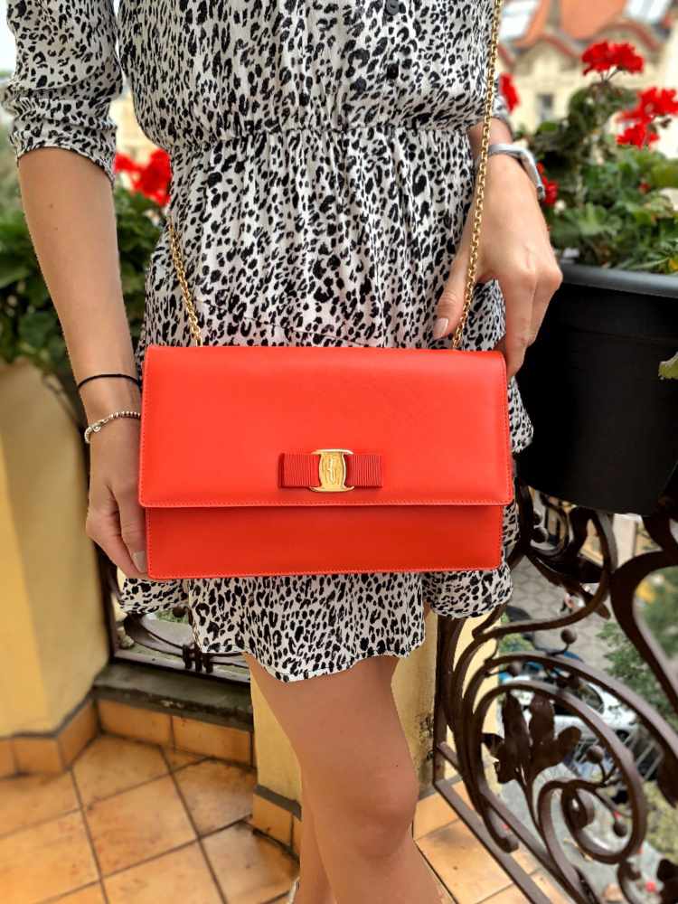 Salvatore Ferragamo - Vara Medium Calfskin Flap Bag Orange