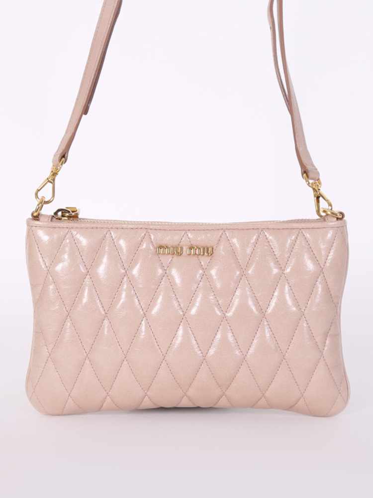 Miu Miu - Vitello Shine Trapu Crossbody Cipria