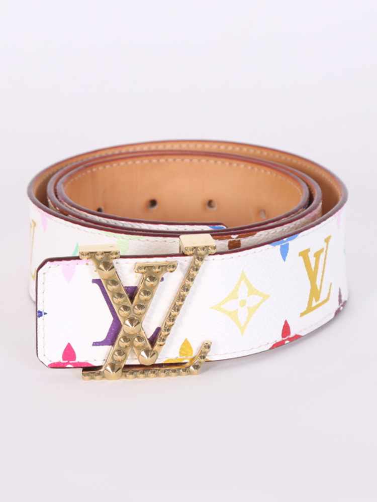 Louis Vuitton Belt LV Initials Monogram Multicolore Blanc White in