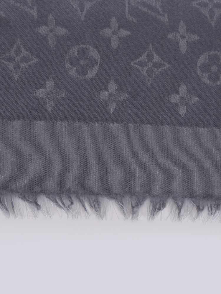 Louis-Vuitton Monogram charcoal grey shawl - Clozen