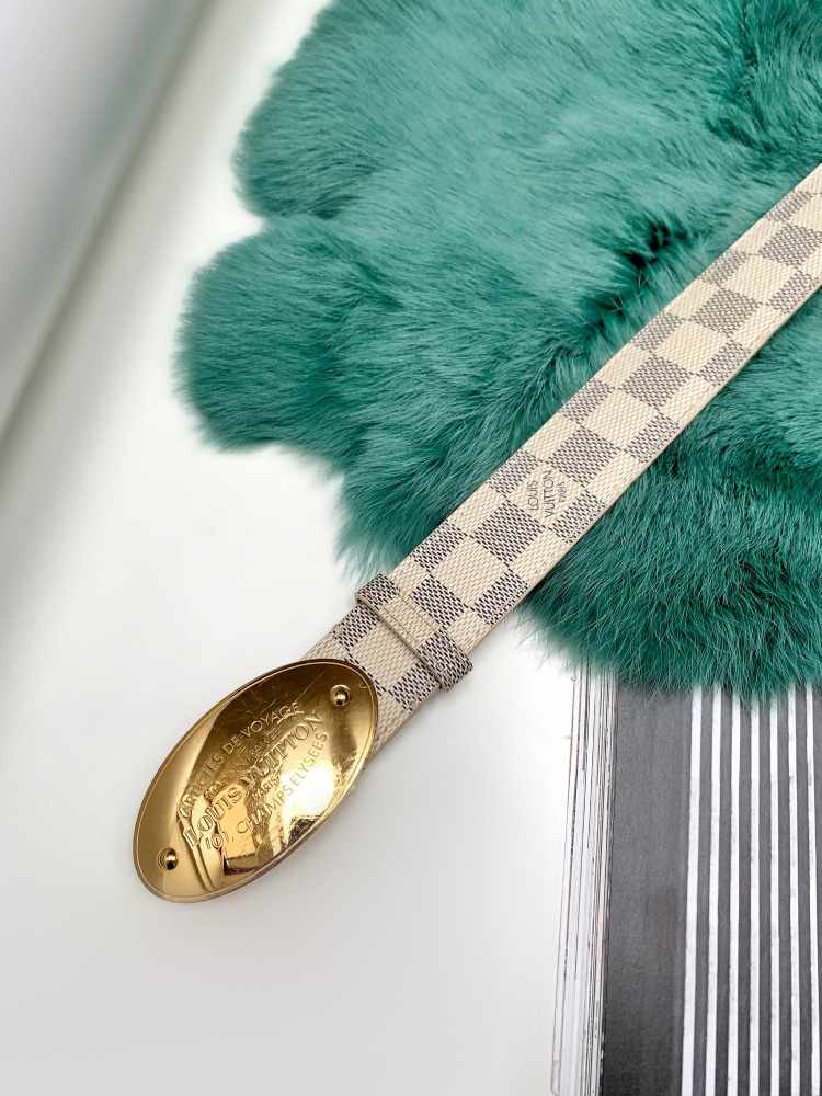 Louis Vuitton, Accessories, Authentic Louis Vuitton Damier Azur Canvas  Leather Voyage Belt Size 832 M9837