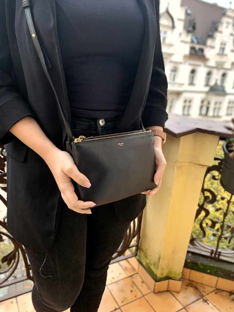 Celine - Trio Smooth Lambskin Shoulder Bag Black