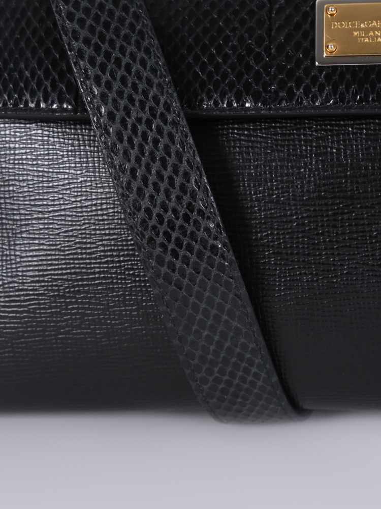 Dolce & Gabbana - Sicily Large Python Flap Leather Black