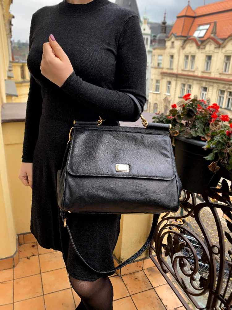 Dolce & Gabbana - Miss Sicily Large Dauphine Leather Nero